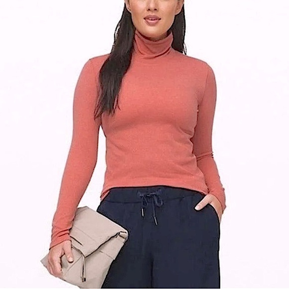 Lululemon Yin Vibes Ribbed Long Sleeve Turtleneck in Copper Clay, L (12)